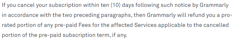 grammarly terms of service