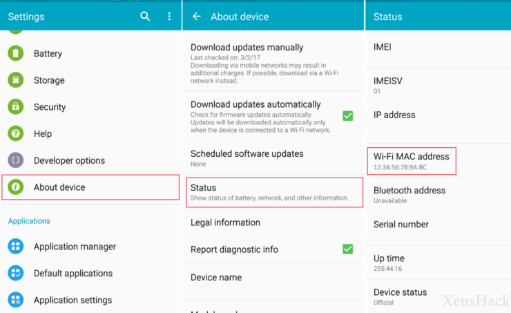 tablet android mac address